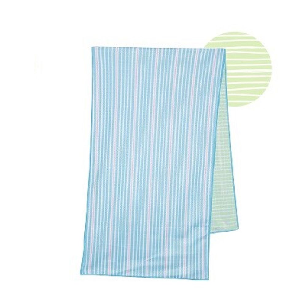 日本現代百貨 - 抗UV水涼感巾(附收納罐)-水藍線條 (30x100cm)