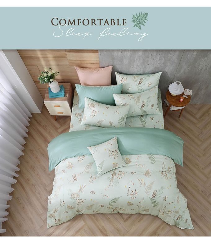 鴻宇 HongYew - 雙人薄被套 300織美國棉 精梳棉-狐狸艾莉森-綠