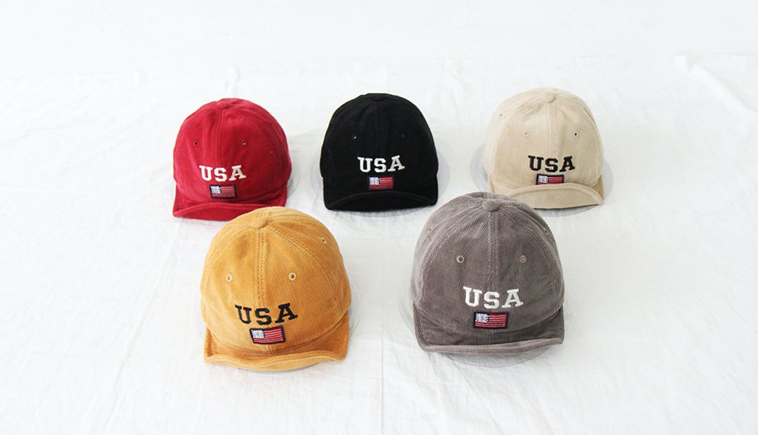 韓國 Babyblee - USA燈芯絨棒球帽-紅 (FREE)