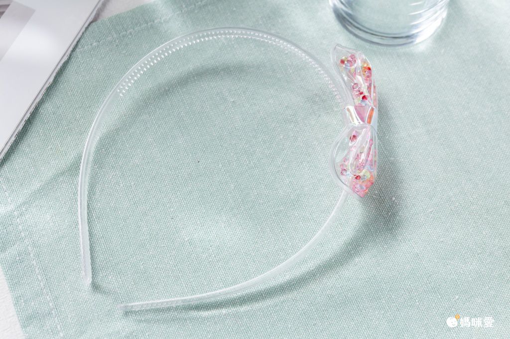 流沙感蝴蝶結透明髮箍-橘色