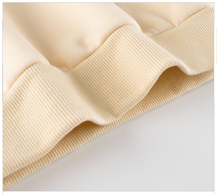 加絨圓領長袖上衣/大學T-熊熊家族-杏色