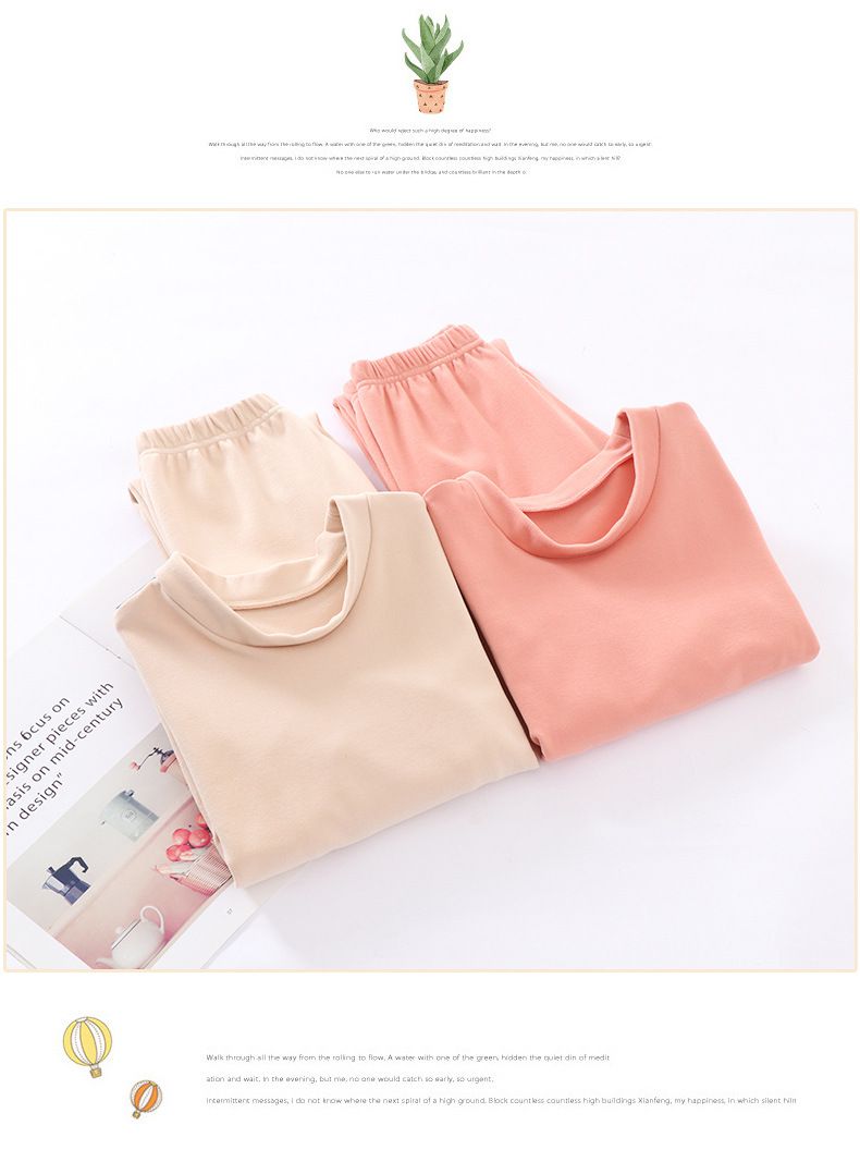MAMDADKIDS - 雙面絨保暖長袖家居服套裝-橘紅色