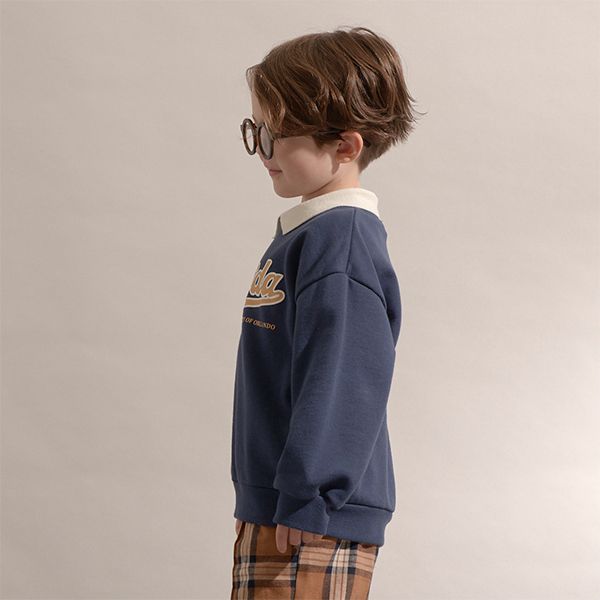 日本 b-ROOM - 氣質學院logo有領大學T-海軍藍