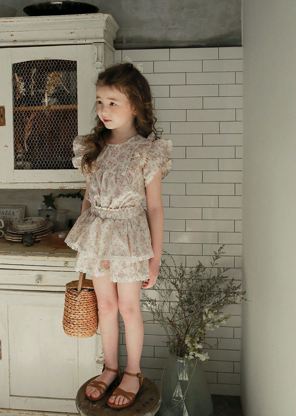 韓國 PuellaFLO - 蕾絲滾邊蛋糕褲裙-粉紅花