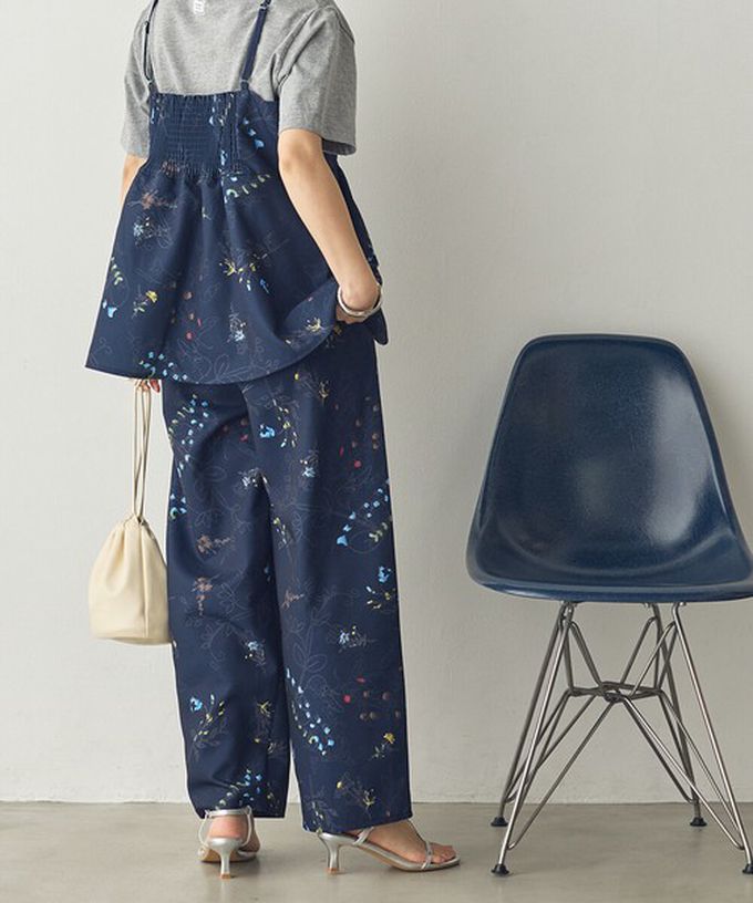 日本 Sans Souci 34+ - 優美花卉鬆緊舒適寬褲-白