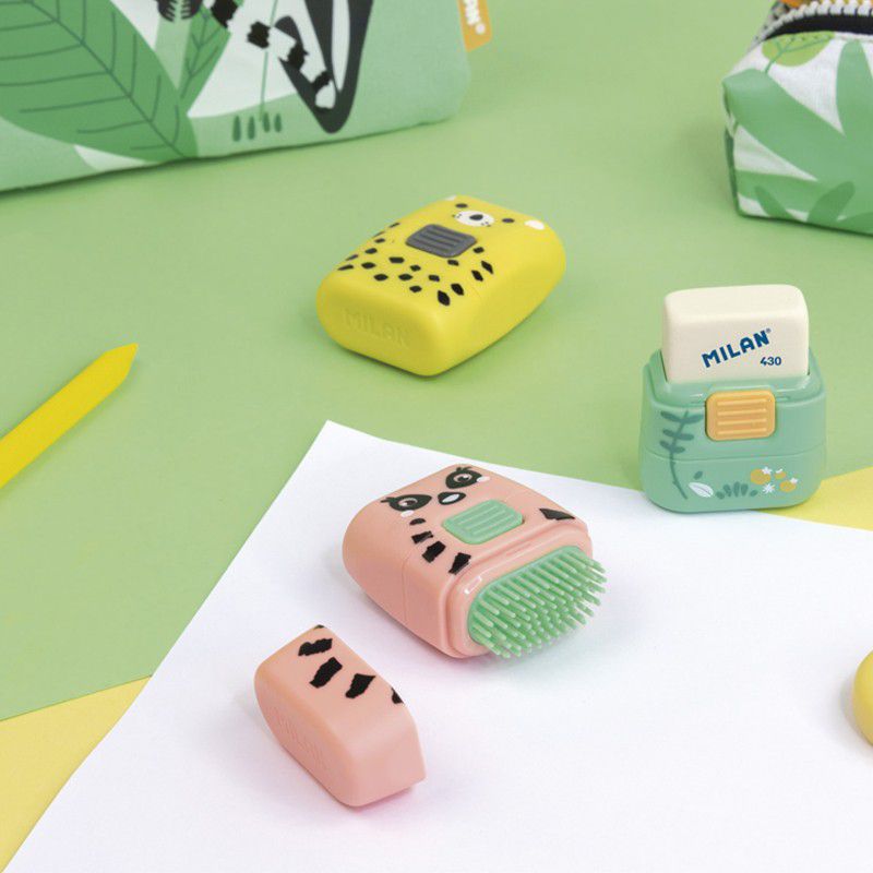MILAN - 橡皮擦+屑屑刷_躲躲捉迷藏_綠