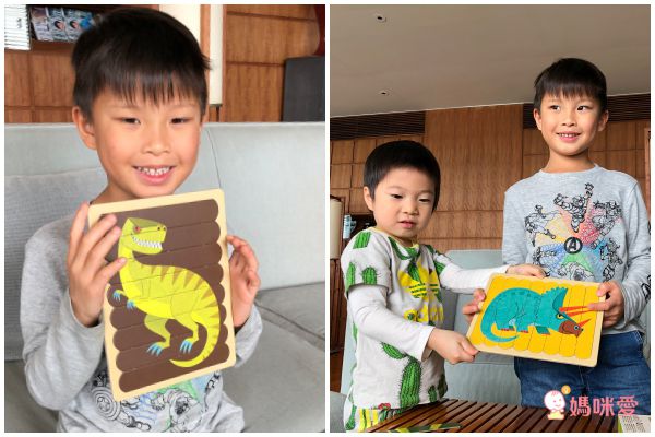 美國 mudpuppy - 排排拼圖棒-幾何動物-24片