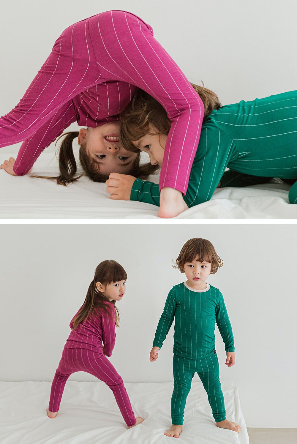 韓國 Cordi-i - 德國Viloft天然纖維保暖衣套裝-深色線條-藍綠