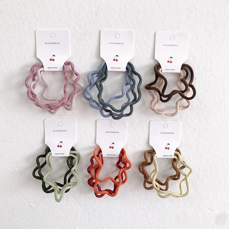 波浪造型兒童髮圈4入組-咖啡色
