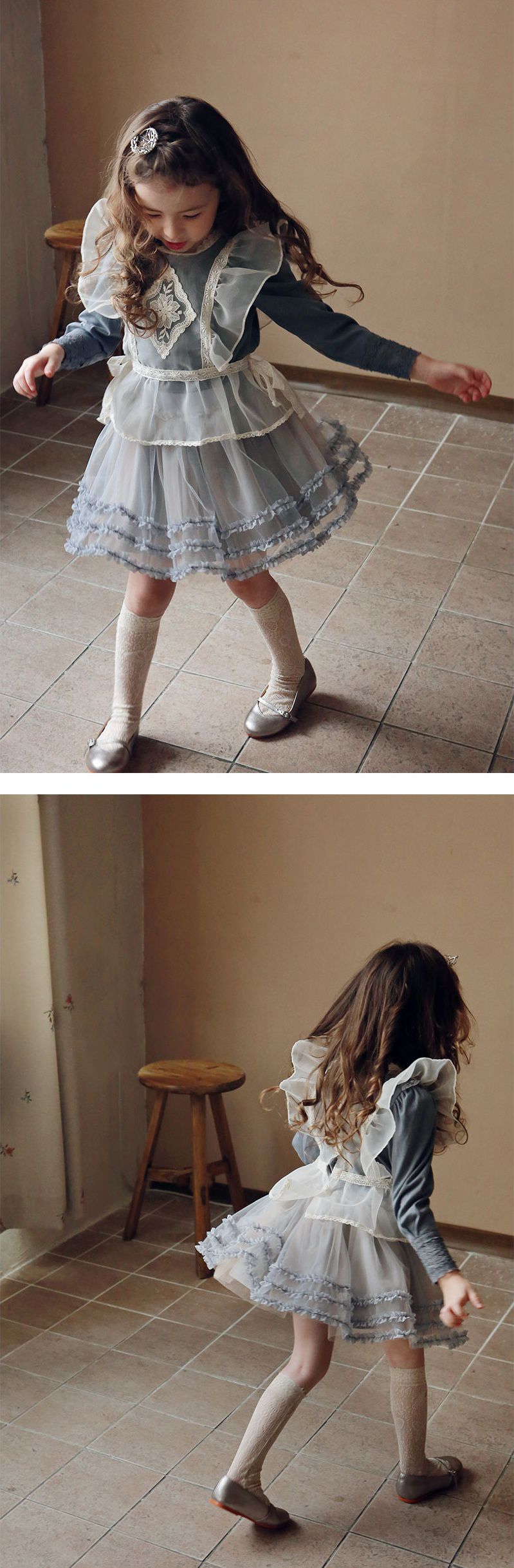 韓國 PuellaFLO - (剩9號)三層花邊網紗短裙-淺藍