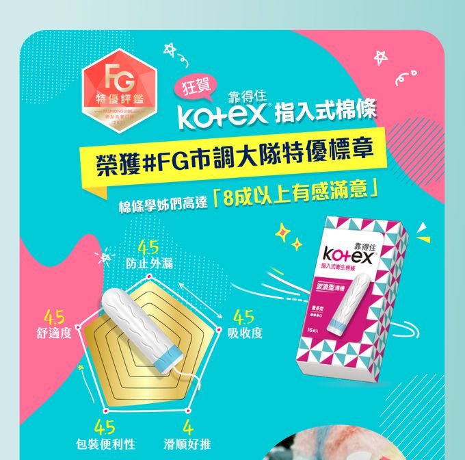 Kotex  靠得住 - 指入式衛生棉條(量多加強型)16入x6盒