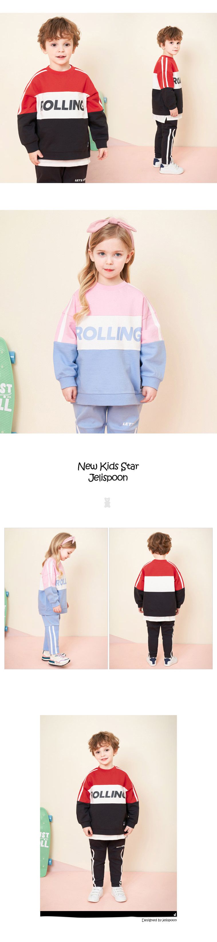 韓國 Jelispoon - Rolling三色套裝-粉紅X天藍