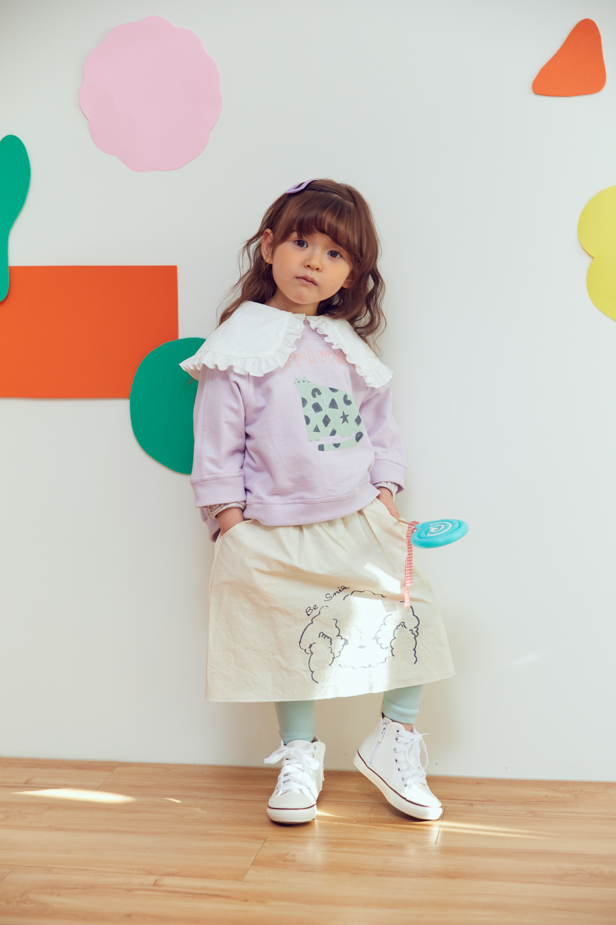 韓國 MINIATURE - 花貓好朋友大學T-紫