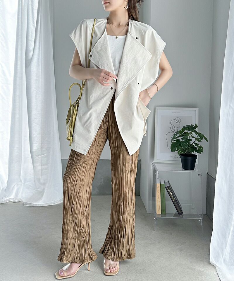 日本 Classical Elf - 低調光澤感楊柳垂墜寬褲-深灰