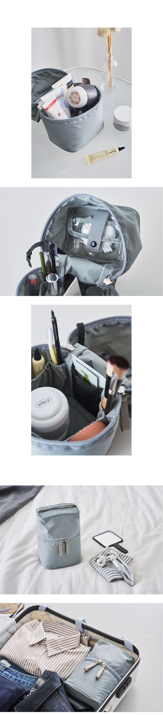 韓國 ithinkso - (附可拆網袋)極簡多用途收納化妝包-紫 (13X10X19CM)