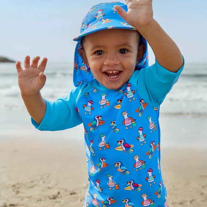 英國 JoJo Maman BeBe - 嬰幼兒/兒童兩件式防曬泳裝-海鷗家族