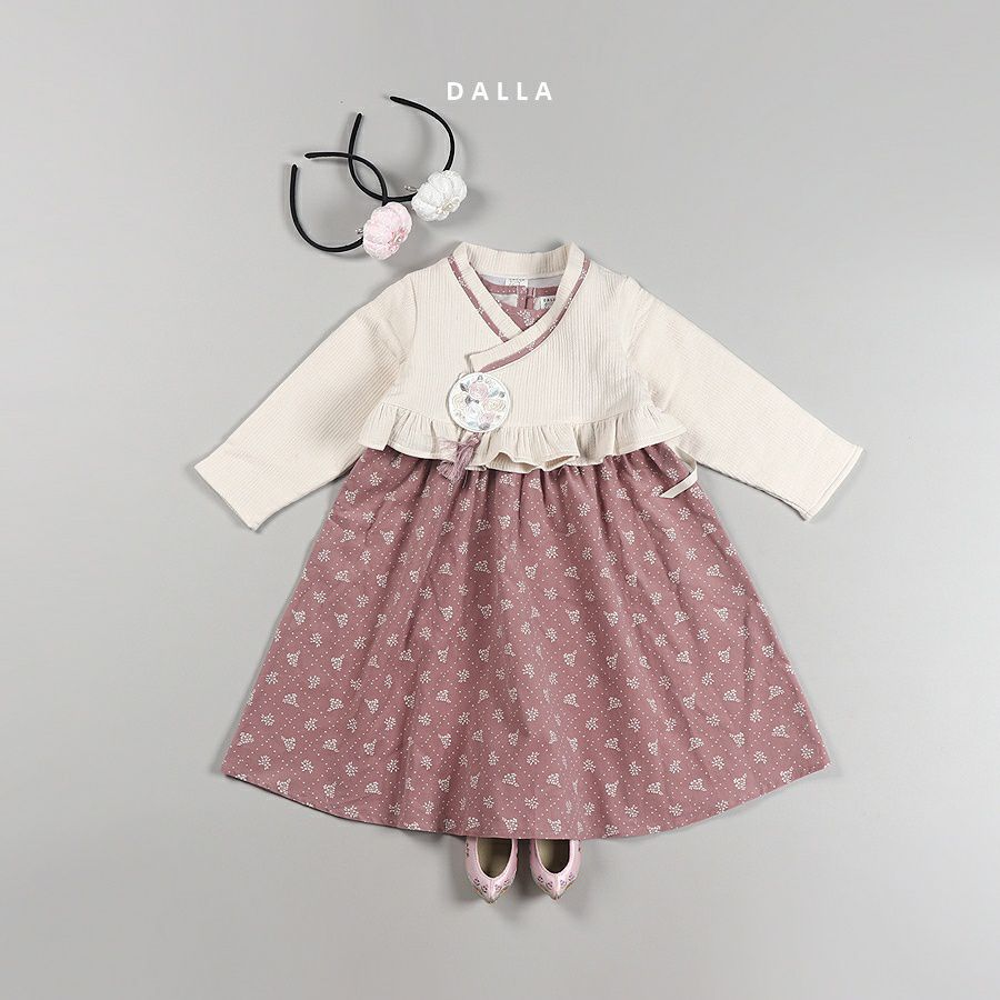 韓國 Dalla - (正韓製)復古風生活韓服-藕粉