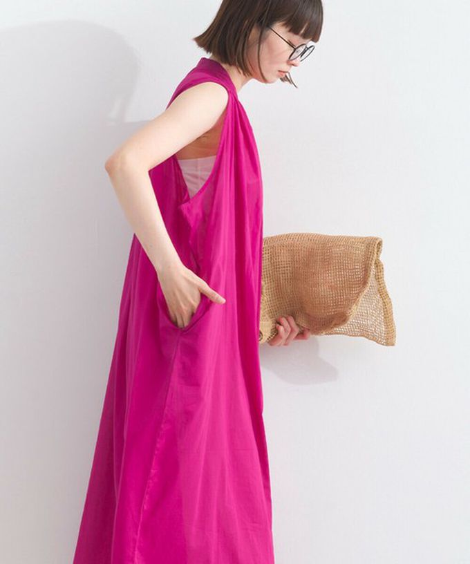 日本 Lupilien - 100%印度棉 清爽素色無袖洋裝-海軍藍