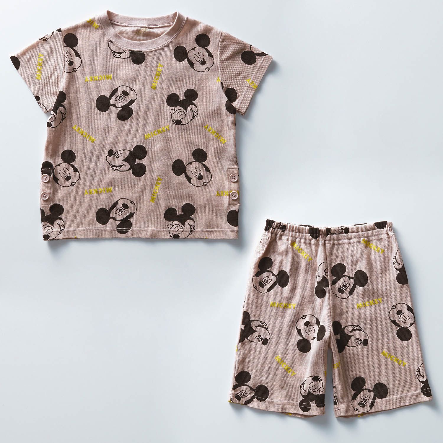 日本千趣會 - 迪士尼印花舒適短袖家居服-滿版米奇-可可棕
