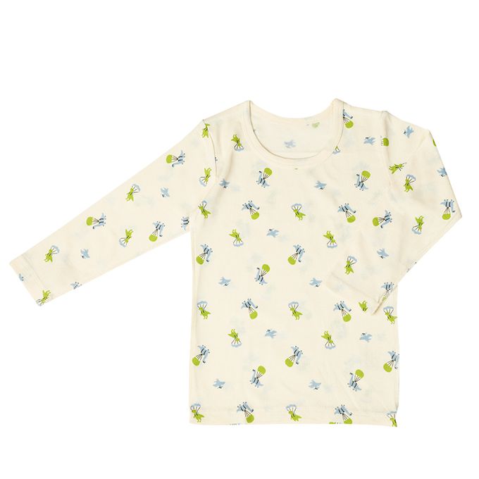 akachan honpo - 長袖圓領速乾上衣-2件組 恐龍-綠色