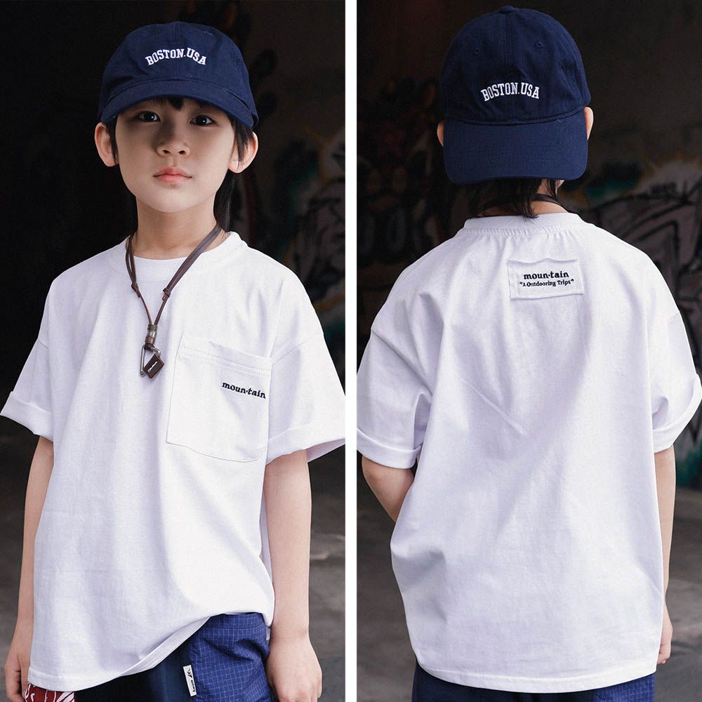 棉質圓領短袖上衣-不收編布標-白色