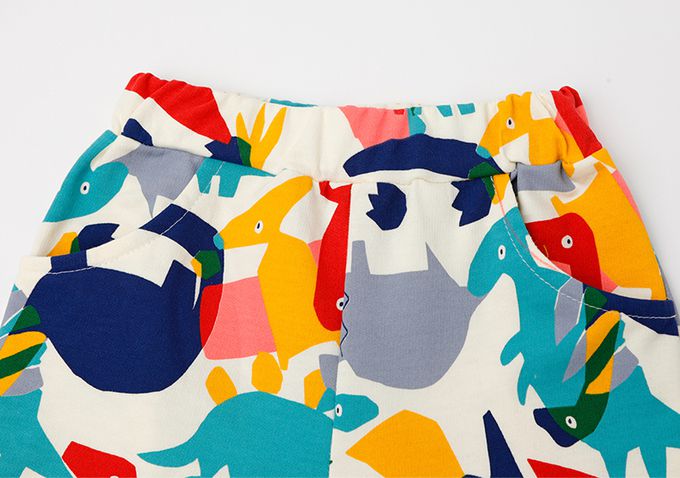 韓國 OZKIZ - 色塊恐龍圖印長袖套裝