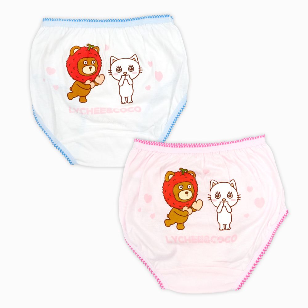 2件組-LYCHEE荔枝熊女童內褲-三角款-顏色隨機2件