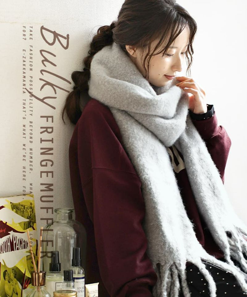 日本 zootie - 柔軟蓬鬆保暖流蘇圍巾-石英灰