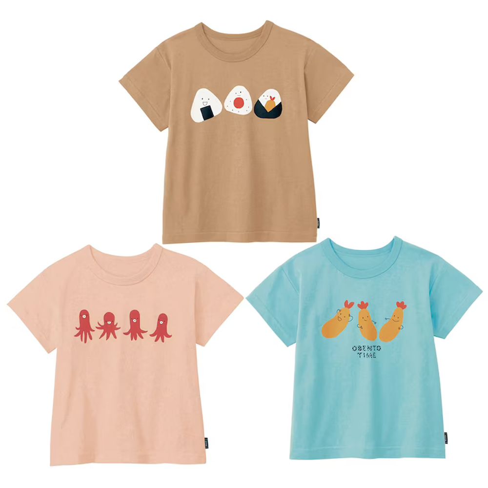 日本千趣會 - GITA 超值印花T恤三件組-飯糰x章魚x炸蝦