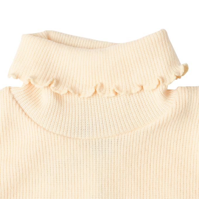 akachan honpo - 高領下擺蝴蝶結T恤-米白色