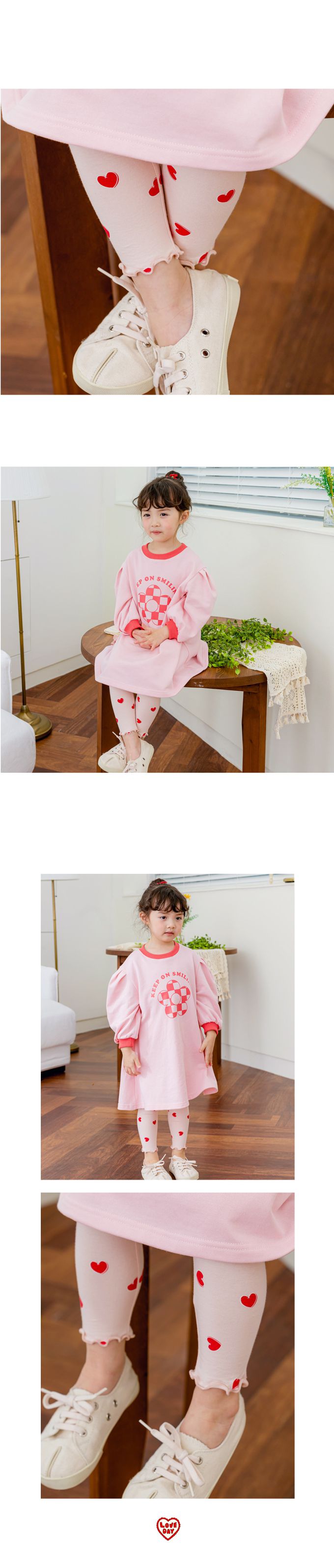 韓國 Bebezoo - 鬆緊腰彈力木耳邊內搭褲-愛心-白