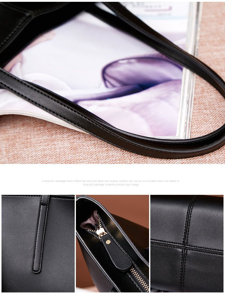 歐美風簡約大容量單肩托特包-黑色 (25x31x14cm)