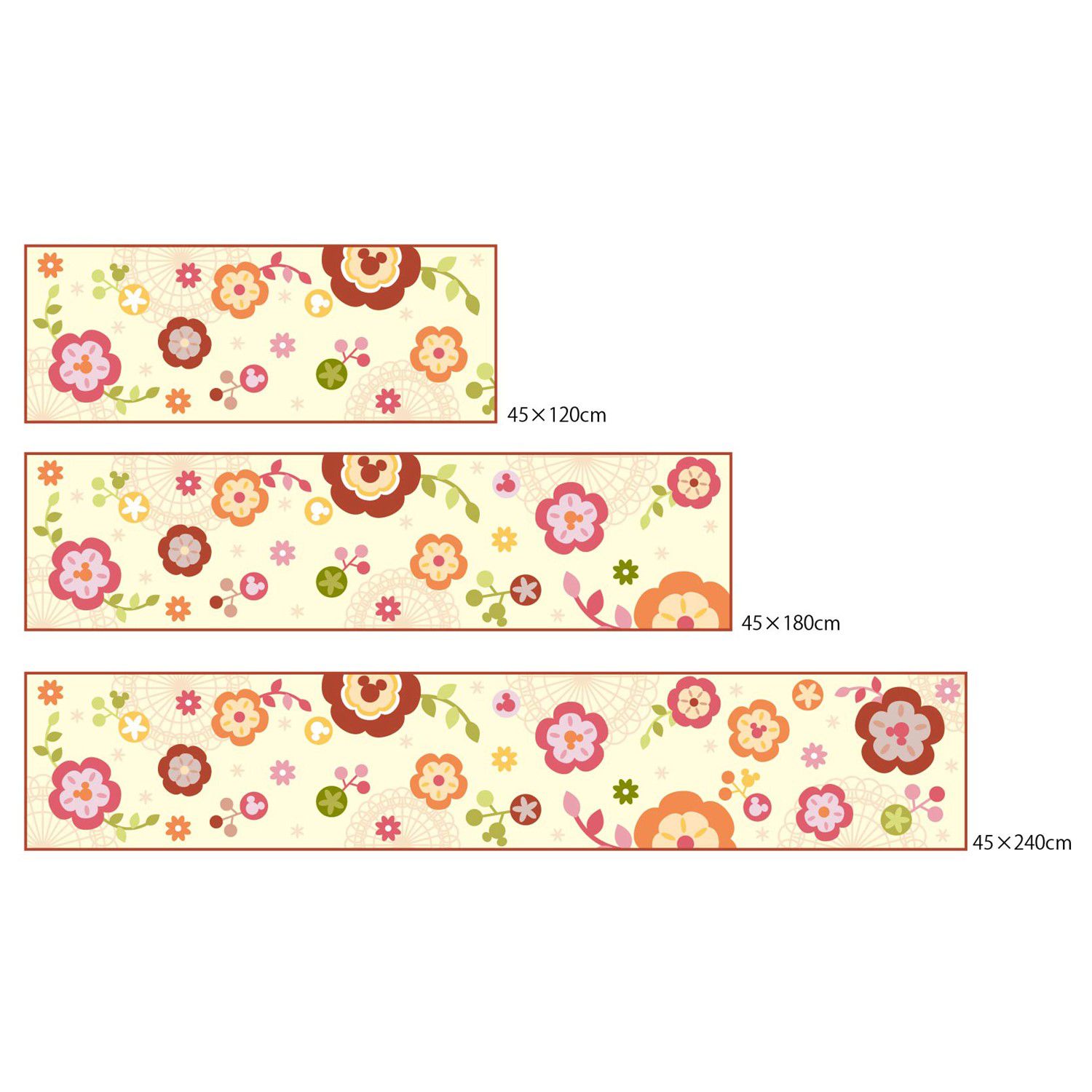 日本千趣會 - 迪士尼 長條型腳踏墊(廚房/臥室)-米奇牽牛花-米