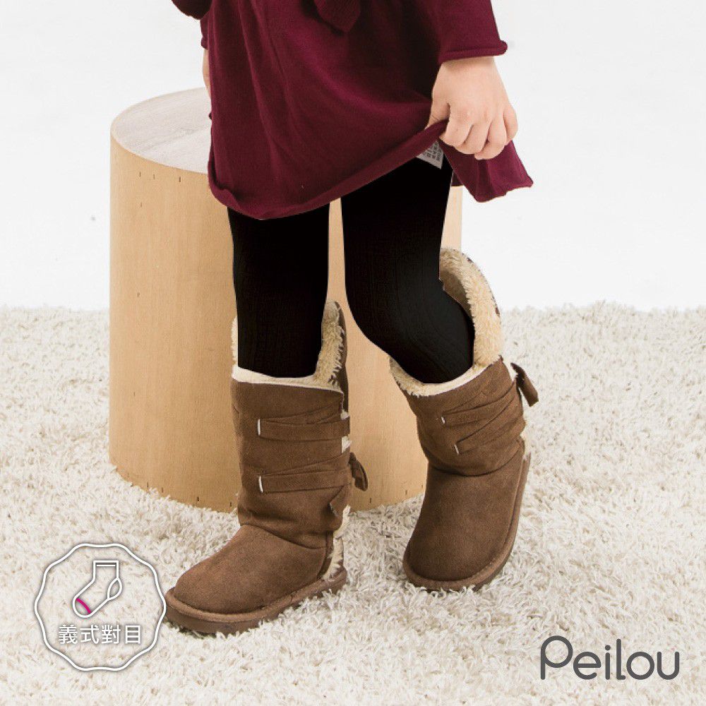 貝柔 Peilou - 女童精梳棉義式對目褲襪-黑色
