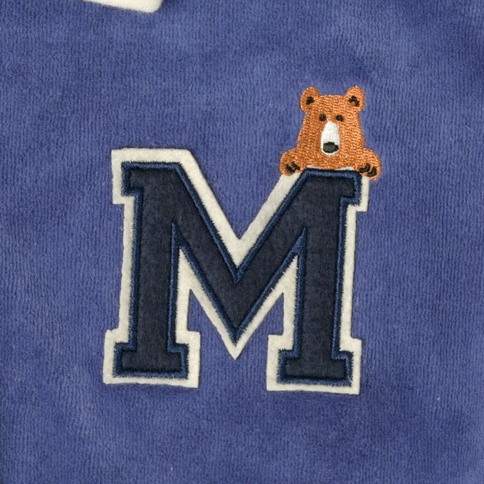 akachan honpo - 長袖亨利領休閒上衣-天鵝絨-深藍色