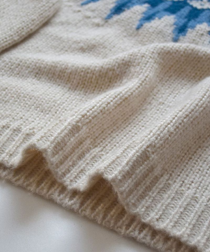 日本 zootie - 歐風質感球心紋針織毛衣-米x藍