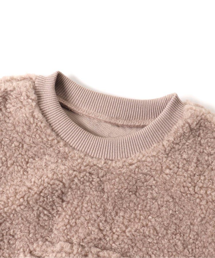 日本 BREEZE - 毛絨印花拼接長袖洋裝-黑x白斑點