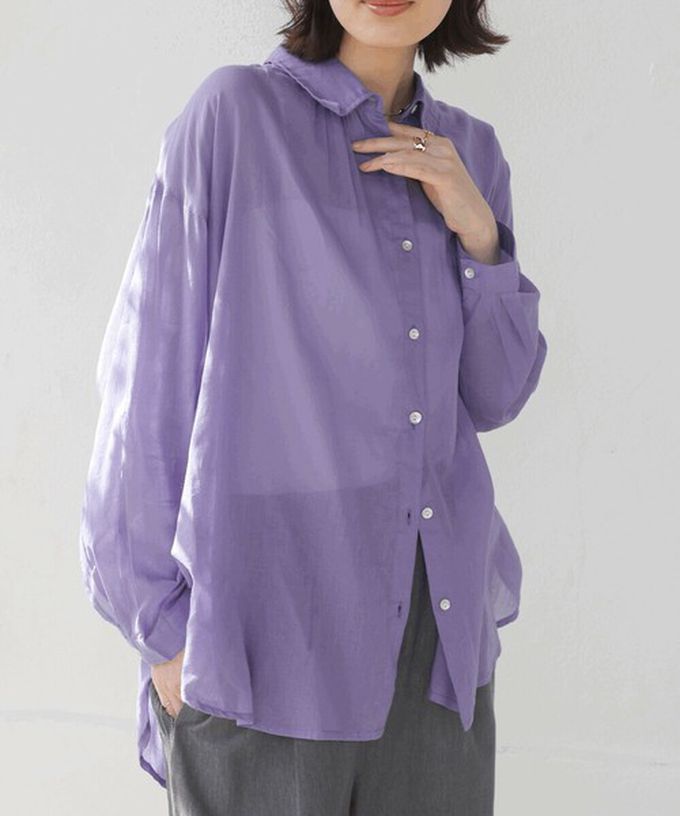 日本 Bab - 100%印度棉 柔軟輕盈寬版襯衫-薰衣草