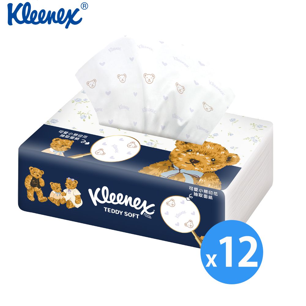 Teddy Soft小熊印花抽取面紙(三層) 100抽x12包-100抽x12包