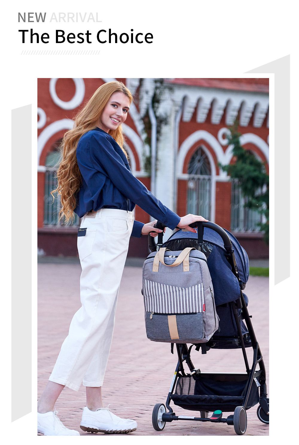 insular - 大開口多口袋手提媽媽包-黑色 (32x14x42.5cm)