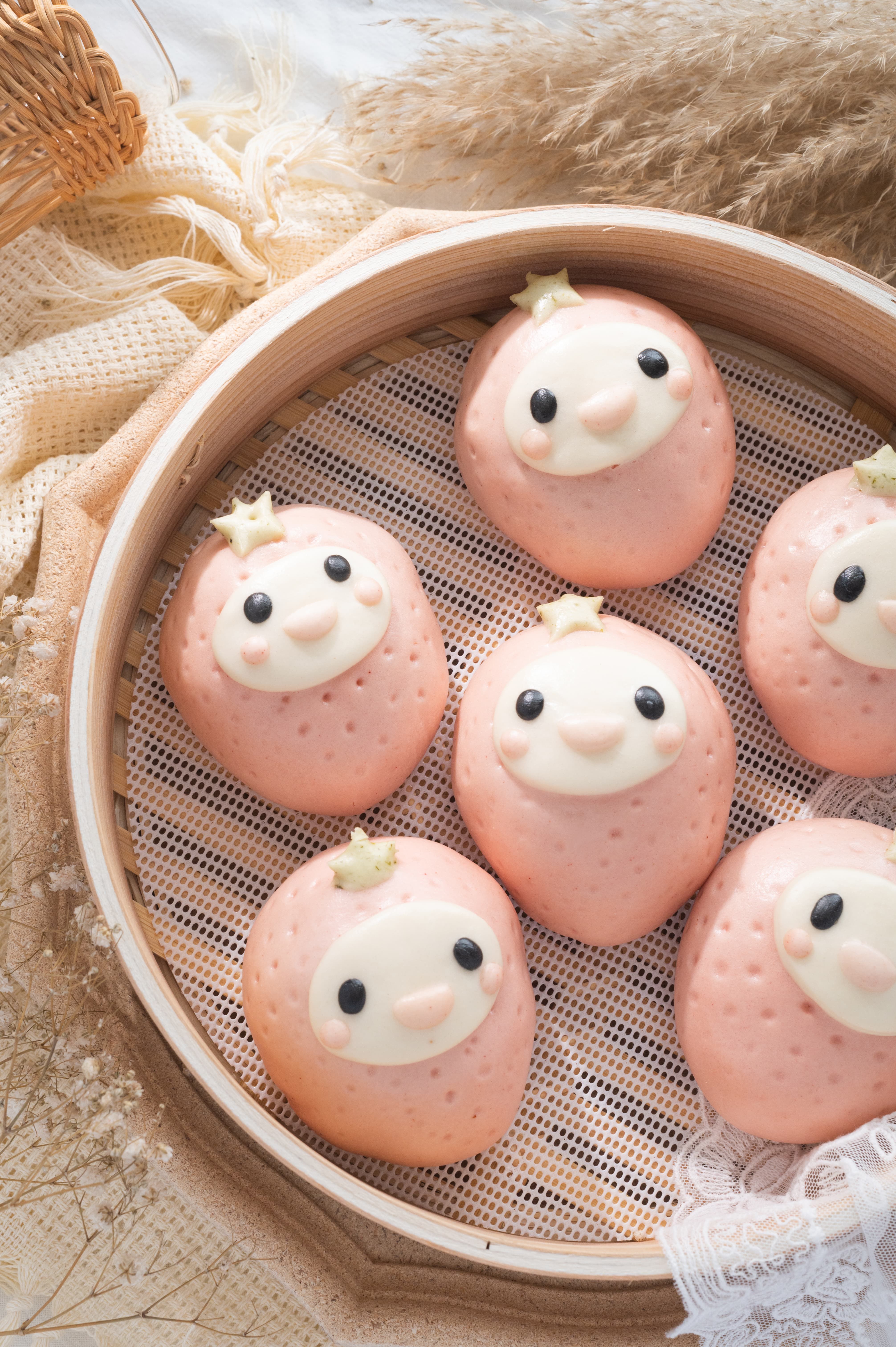 老甜媽手工饅頭 - 草莓起司包6入-408g