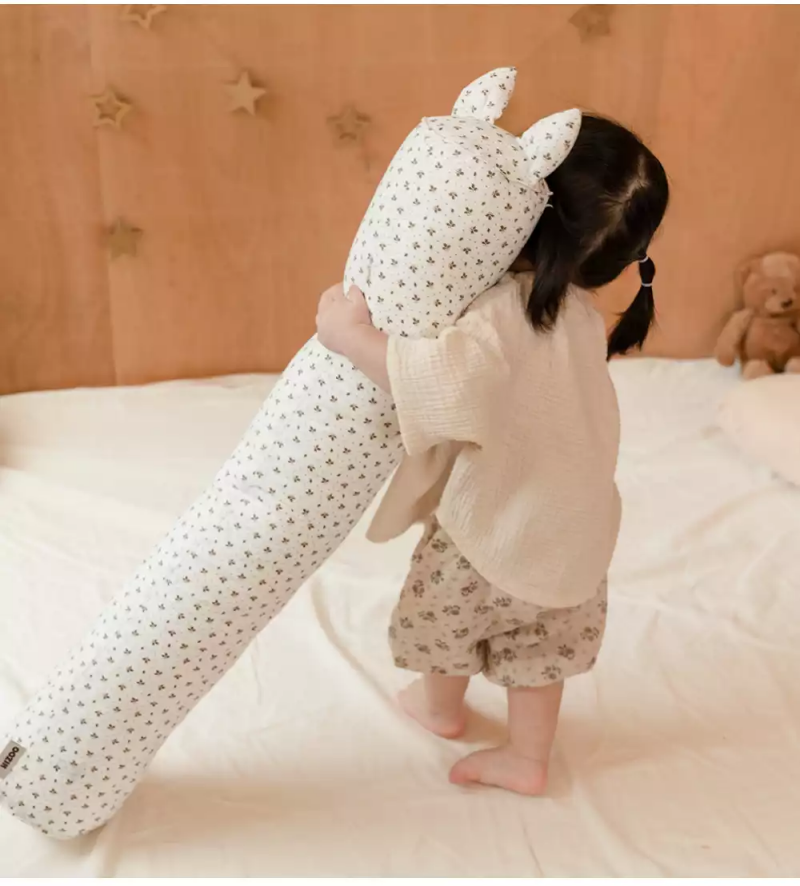 韓國 Hello HiZoo - 手工製純棉柔感兒童長條抱枕套-Hi Bunny 兔耳 (14x85cm)