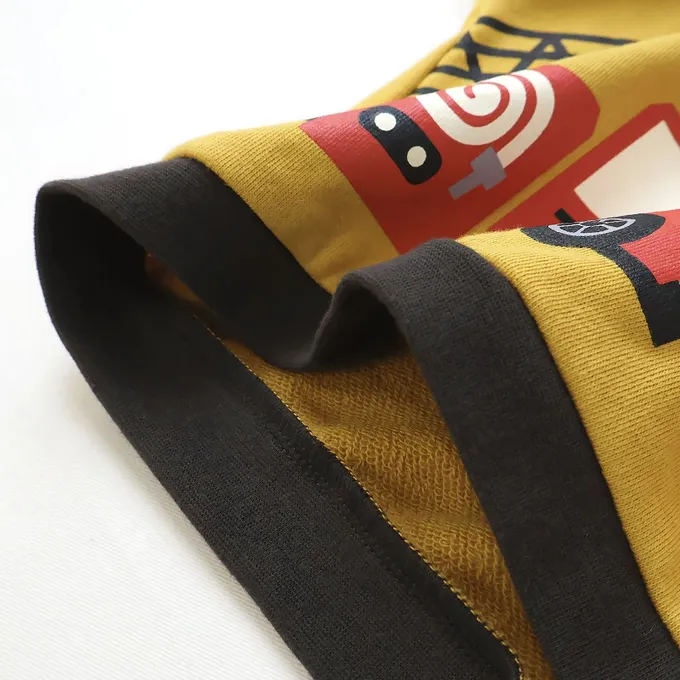 日本 ZOOLAND - 熊熊救援隊 消防車印花長袖上衣-芥黃