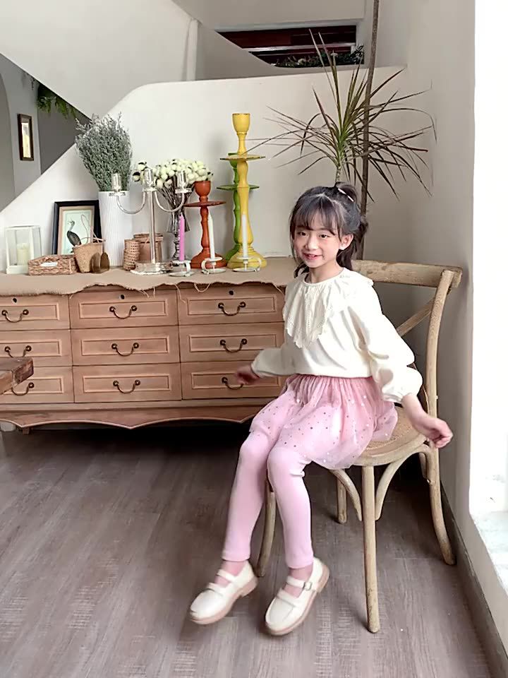 FANMOU - 假兩件亮片紗裙褲裙-星星亮片-黑色