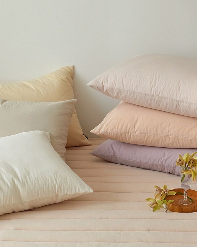 韓國 Maatila - 高密度60支棉枕套-奶油黃 (50X70cm)