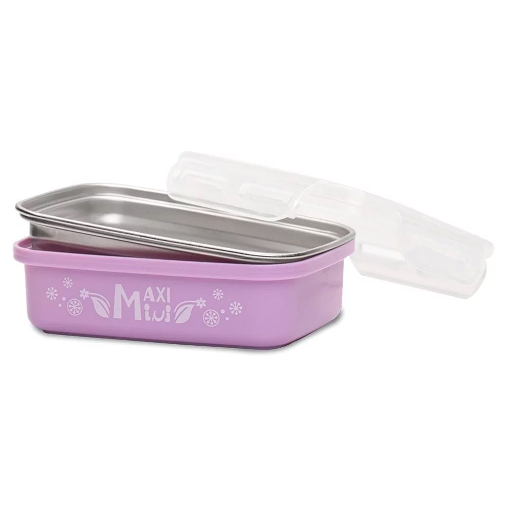 美國 MaxiMini - 嬰幼兒抗菌不鏽鋼餐盒-馬卡龍紫