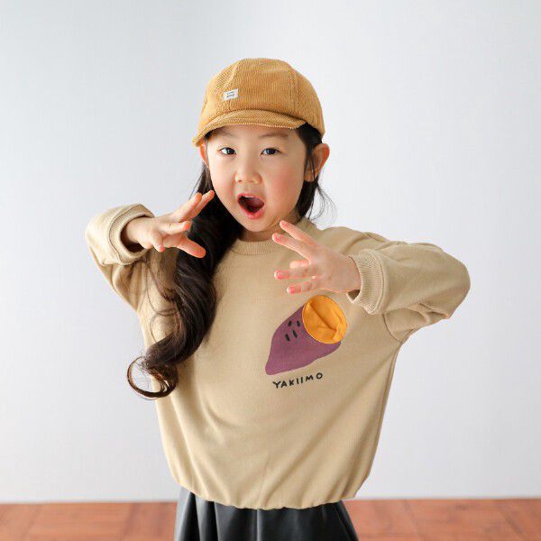 日本 Baby Room - 裏毛落肩寬版長袖上衣-紫芋-淺灰
