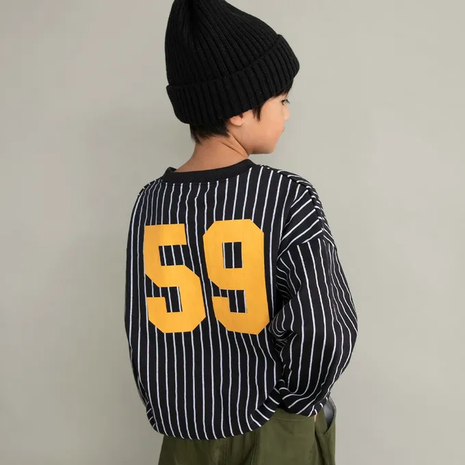 日本 BRANSHES - 裏起毛 舒適縮口長袖上衣-老虎-橘