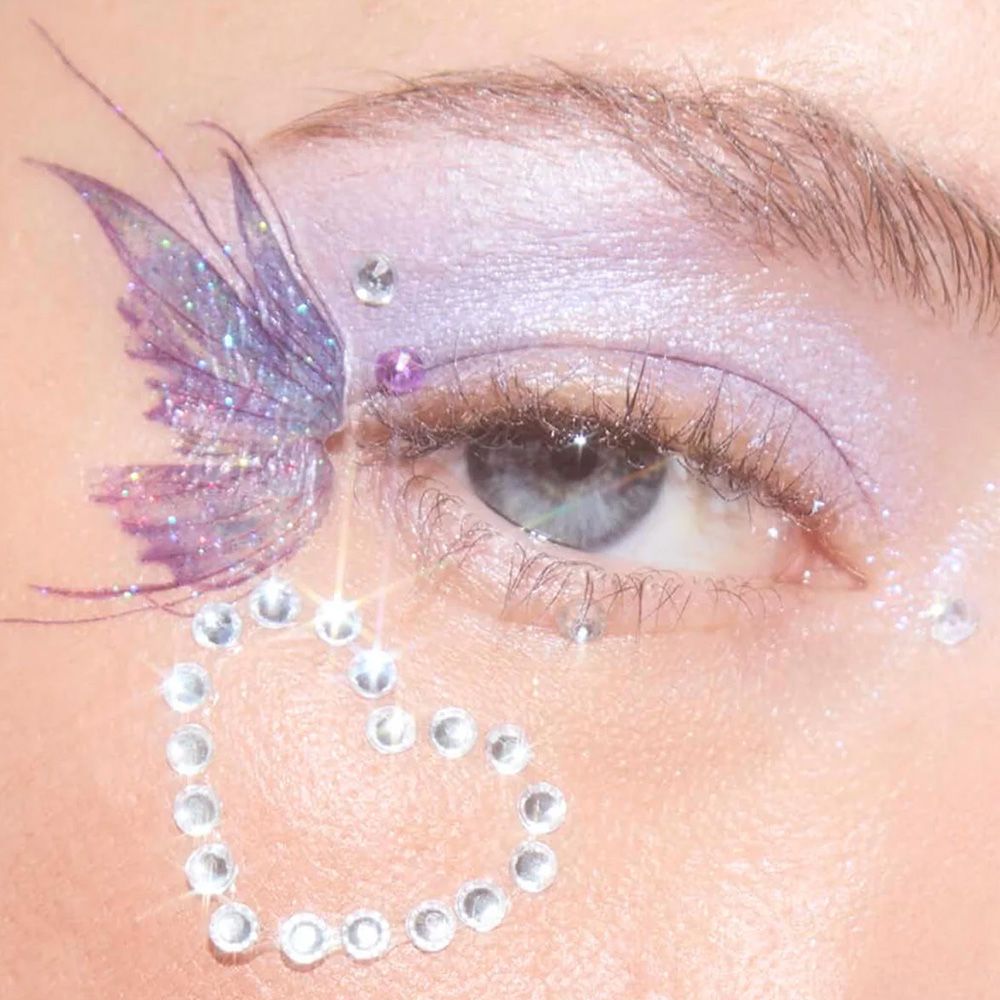 【neverhaveiever】Butterfly Wings閃粉蝴蝶翅膀紋身貼紙-立體閃鑽+銀粉流線蝴蝶貼紙