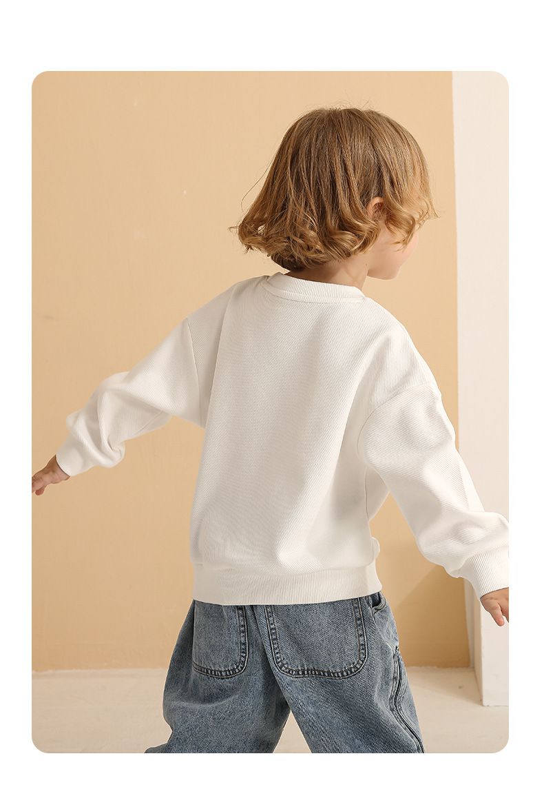 童趣圓領長袖上衣-拼色雙口袋-黑色